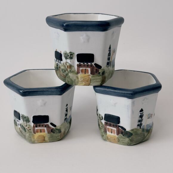 Waxcessories Votive Holder Countryside Collection set of 3, Lighthouse, Sea, VTG - Picture 4 of 11